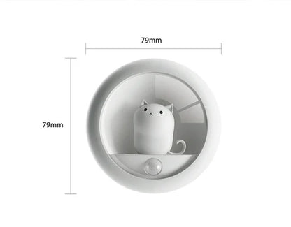 Creative Cute Cat Night Light Cartoon Charging Human Body Induction Lamp LED Night Owl Atmosphere Light Up Night Bedside Night Light