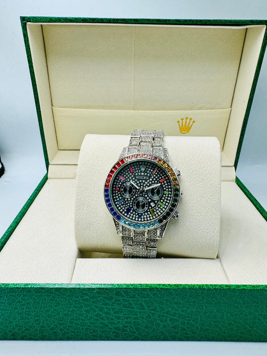 Black Rainbow Rolex Iced Out Watch