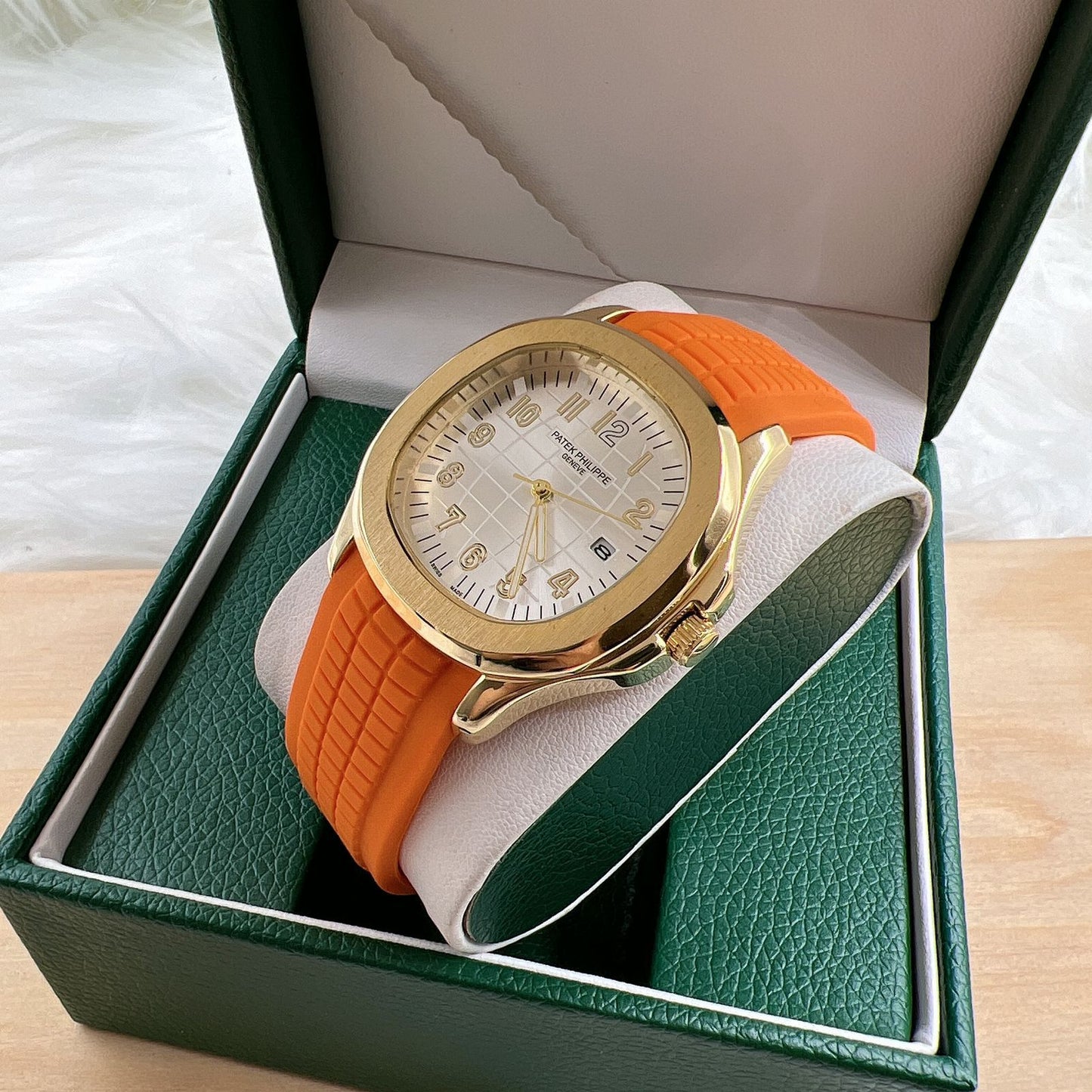 Patek philippe Watch: Orange Straps with Gold Dial