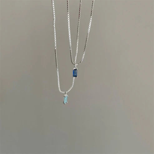 Design Advanced Sense Beautiful Square Blue Clavicle Chain