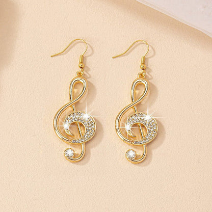 Female Gemstone Note Exaggerated Personality Earrings