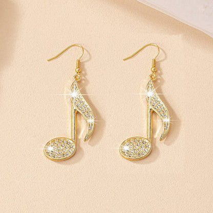 Female Gemstone Note Exaggerated Personality Earrings