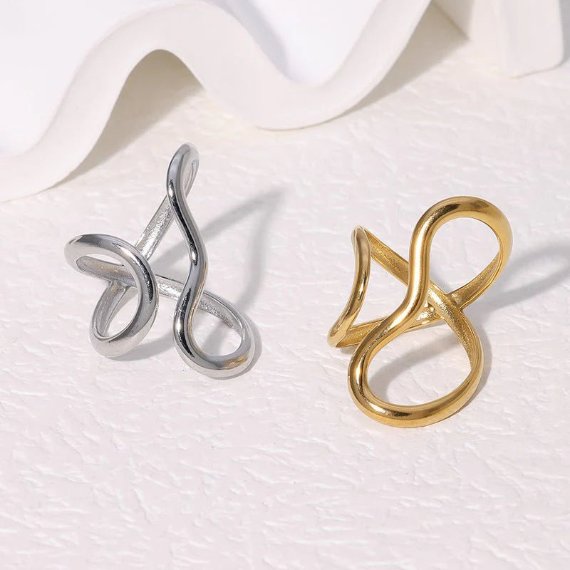 Glossy Special-shaped Line Design Sense Index Finger Ring Exaggerated Personalized Simple