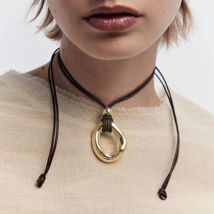 Irregular With Personality Circle Pendant Necklace Tether For Women