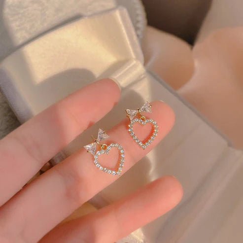 Super Fairy Bow Love Heart Stud Earrings Online Influencer Refined