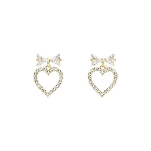 Super Fairy Bow Love Heart Stud Earrings Online Influencer Refined