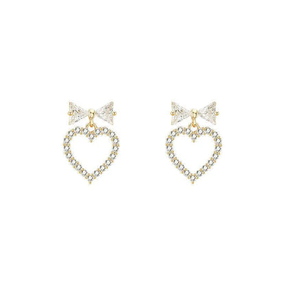 Super Fairy Bow Love Heart Stud Earrings Online Influencer Refined